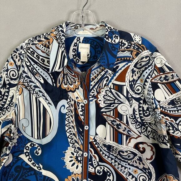 Chicos Sz 3 No-Iron Top Women Plus Sz 16 XL Work Wear Casual Comfortable Paisley - Picture 4 of 16